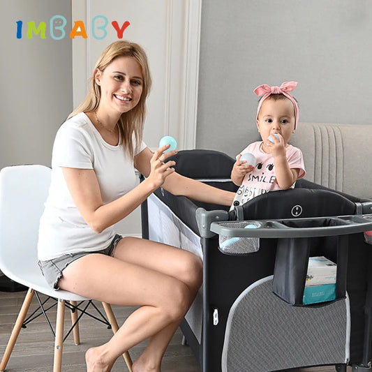 IMBABY Portable Baby Crib with Diaper Table