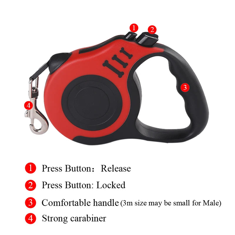 3-5m Retractable Nylon Dog Leash