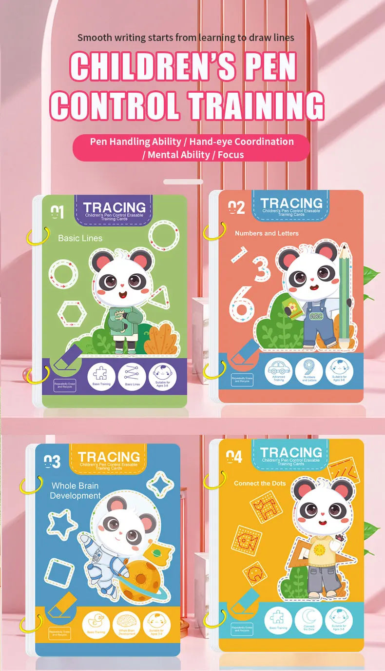 34-Page Reusable Children's Writing Workbook Set