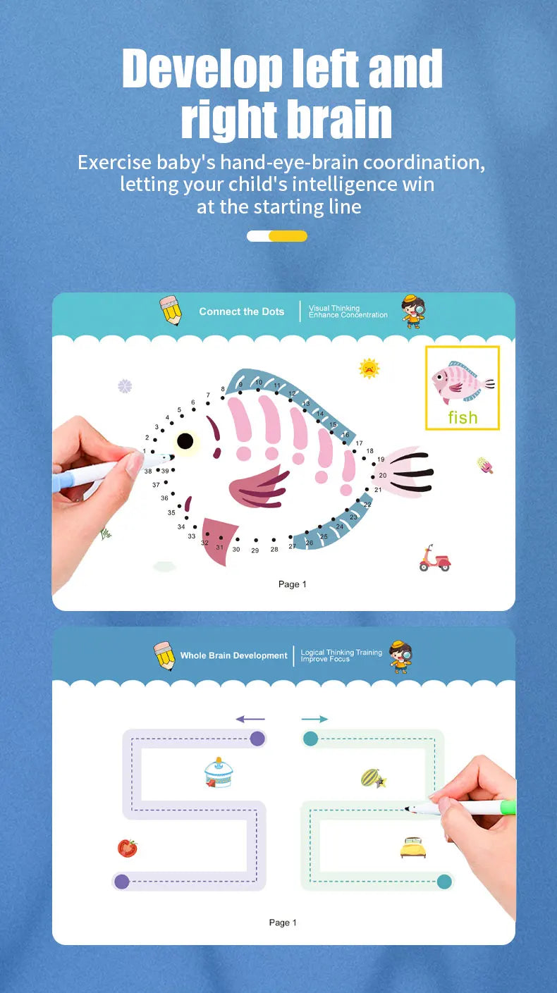 34-Page Reusable Children's Writing Workbook Set