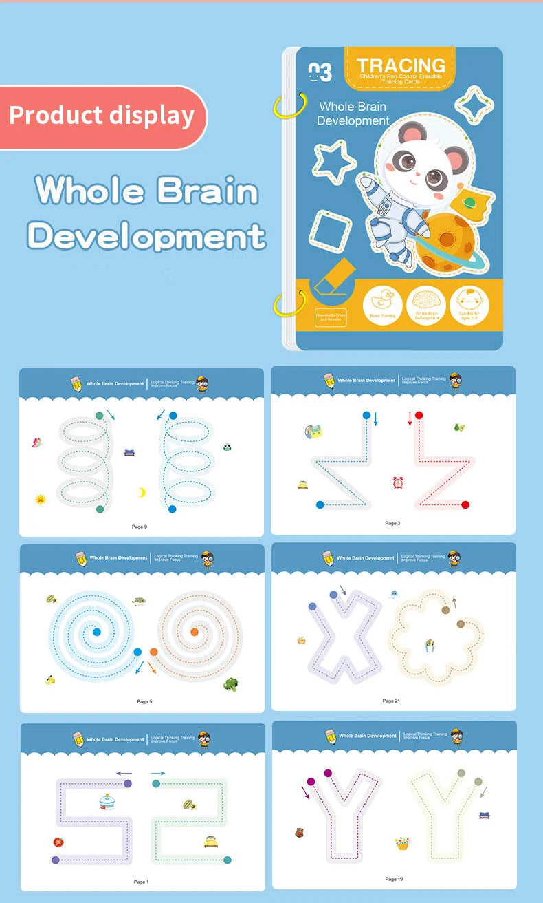 34-Page Reusable Children's Writing Workbook Set