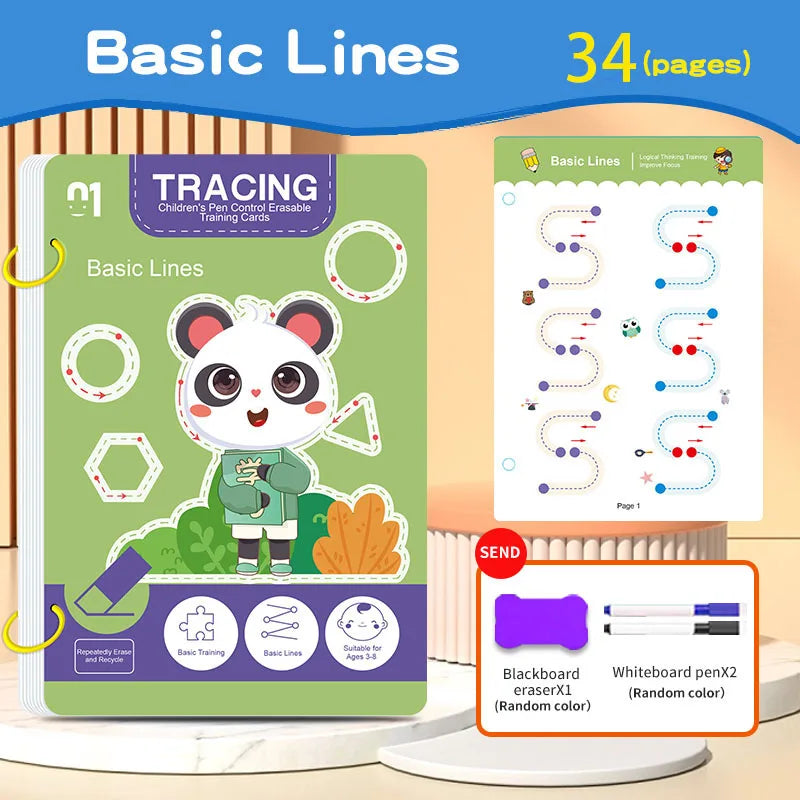 34-Page Reusable Children's Writing Workbook Set