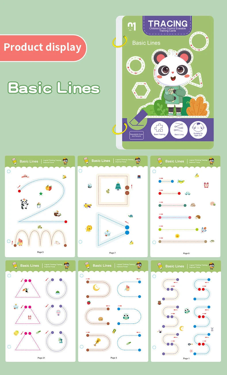 34-Page Reusable Children's Writing Workbook Set